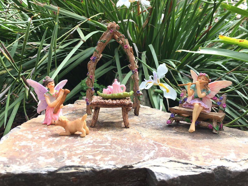 GlitZGlam Musical Sisters Fairy Garden Set: 7 Pieces Miniature Fairy Garden Accessory - Image 2